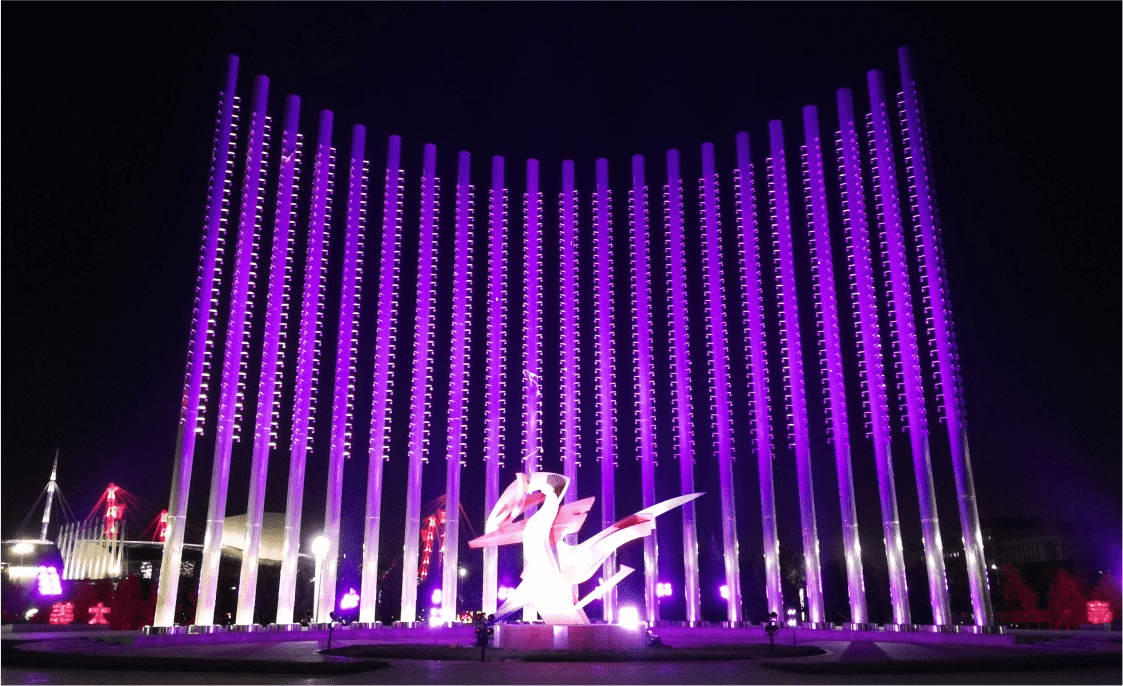 Yingkou Mingzhu Square outdoor landscape lighting project, large array waterproof beam light night scene lighting
